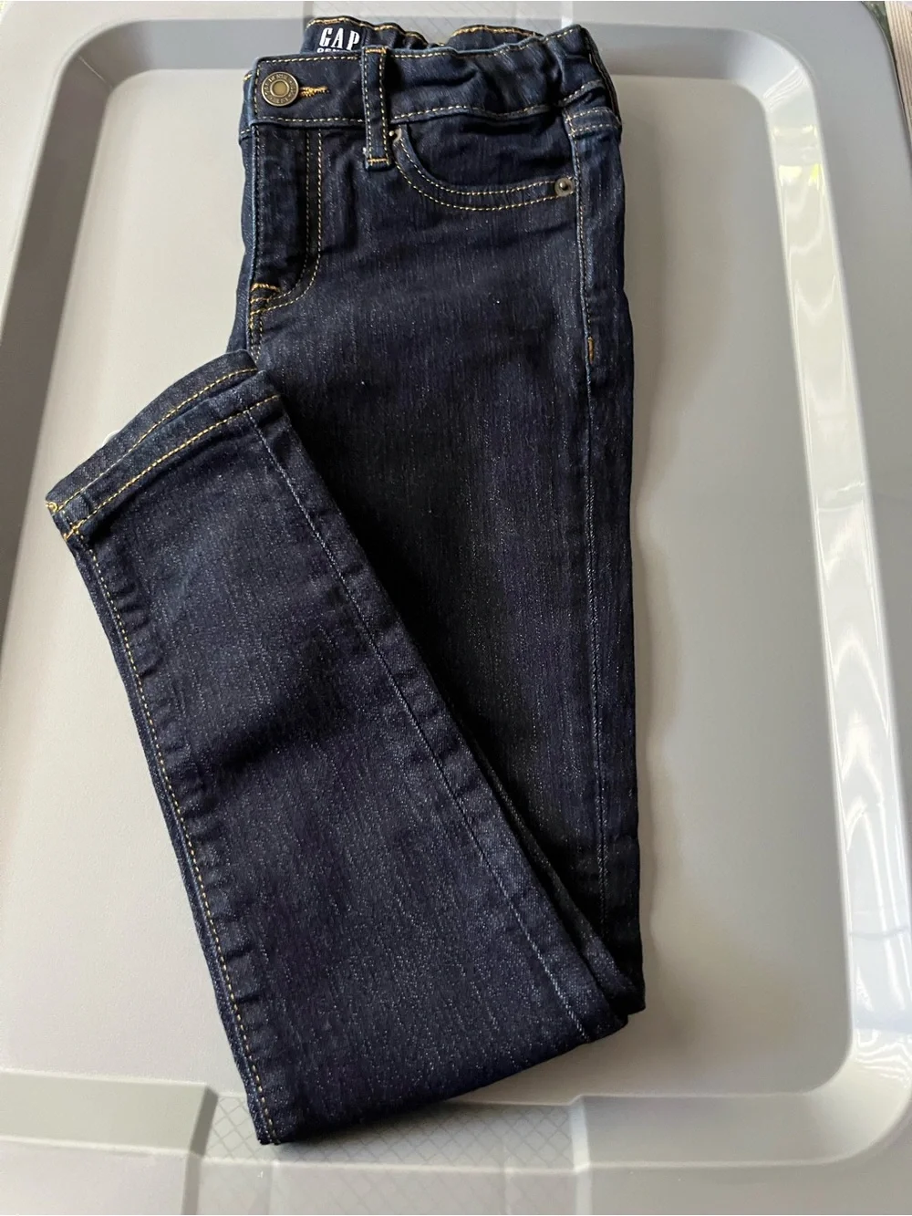 GAP Dark Wash Kids Jeans - Navy with Yellow Stitching